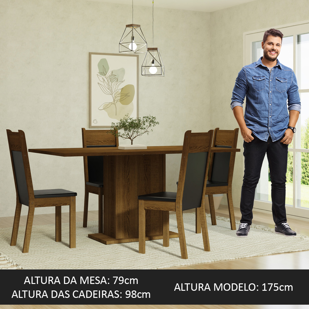 Juego de Comedor con Mesa y 4 Sillas Madesa Elisa MN