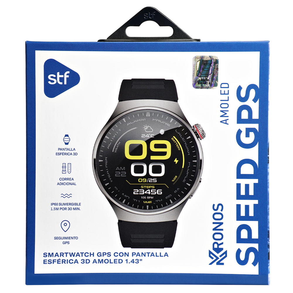 Smartwatch reloj inteligente STF Kronos Speed Pantalla esférica IP68 GPS