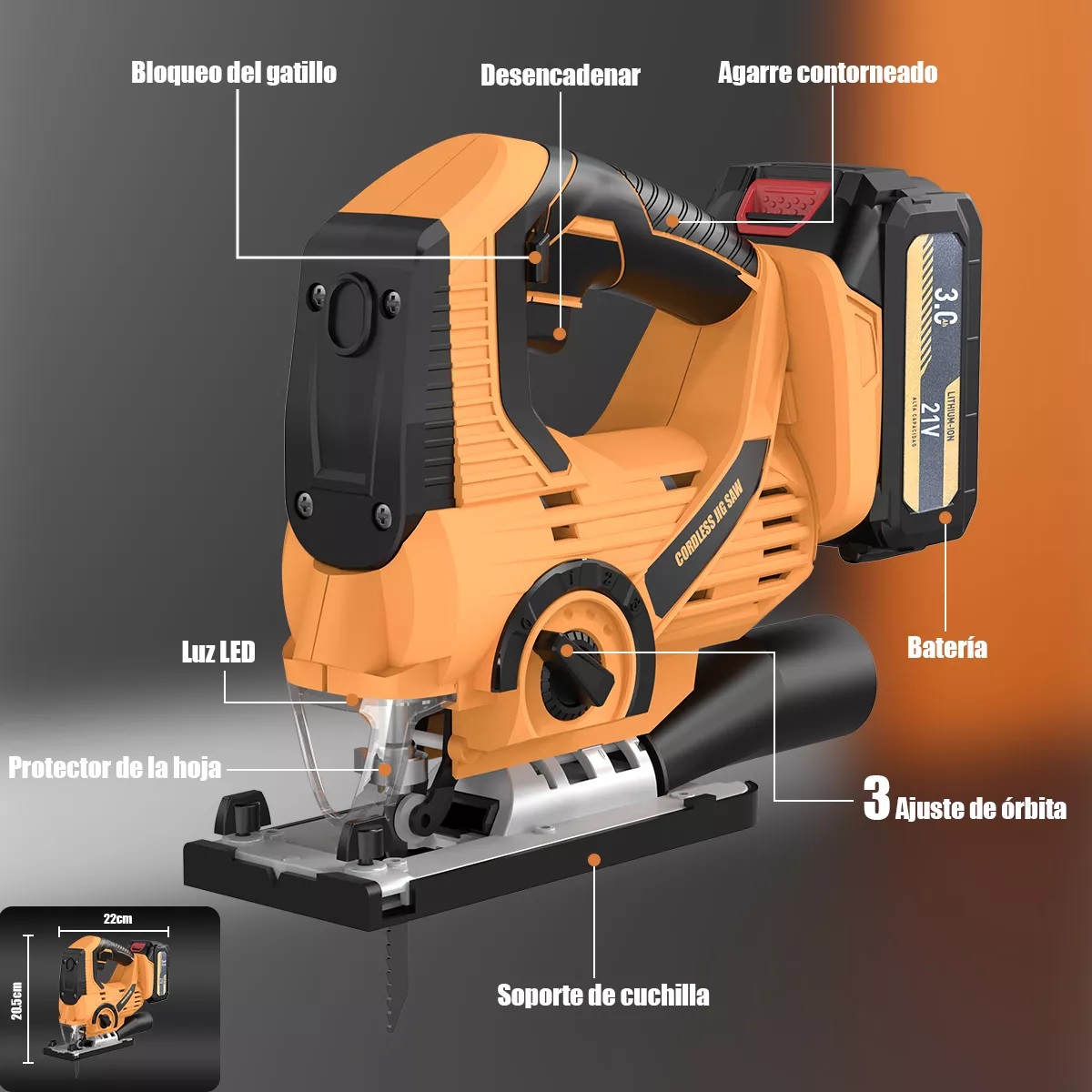 Sierra Caladora Inalámbrica Profesional De Litio 21v 3.0mah