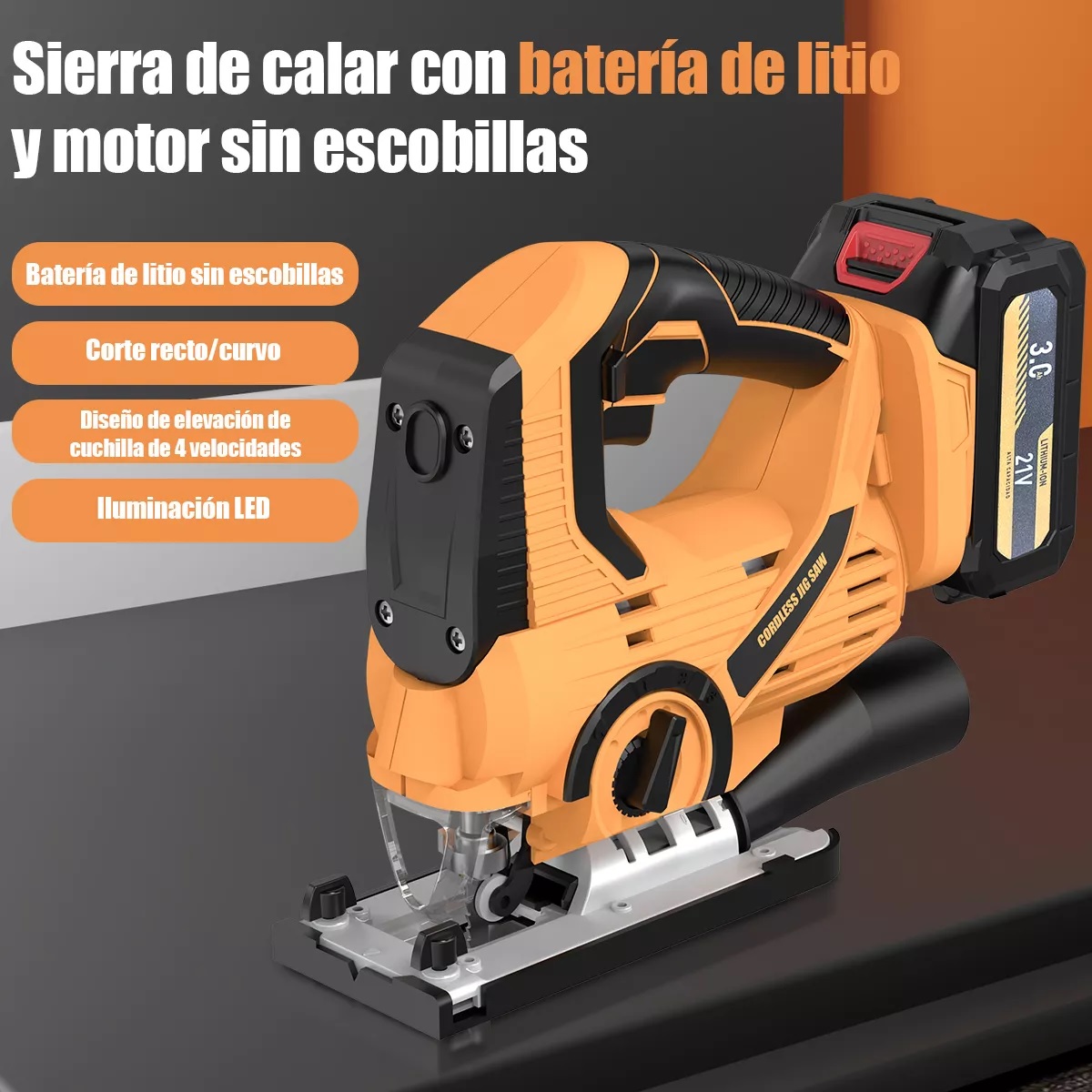 Sierra Caladora Inalámbrica Profesional De Litio 21v 3.0mah