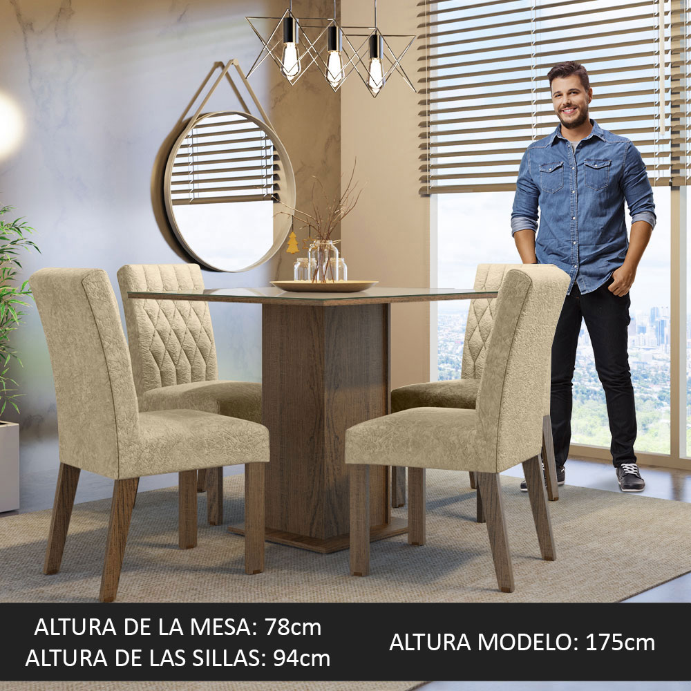 Juego de Comedor con Mesa y 4 Sillas Madesa Anaju MCI