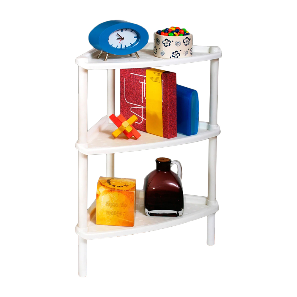 Estante Esquinero Organizador Rack de 3 Niveles Triangular 3 Niveles