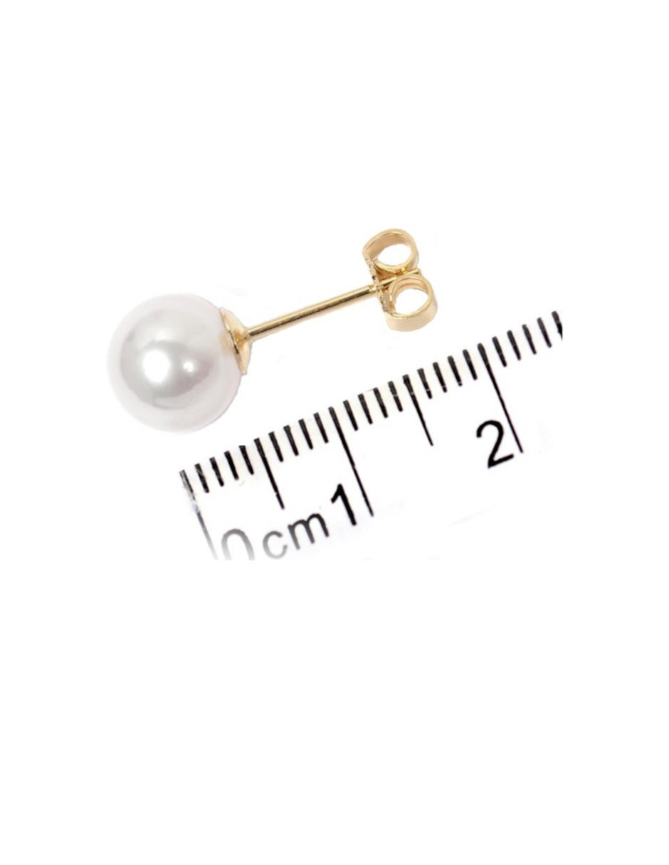 Aretes Perla Cultivada AAA y Oro Solido 14k. A090.