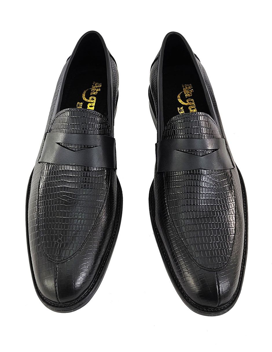 Zapato De Hombre En Fina Piel Grabada De Meter en Color Negro