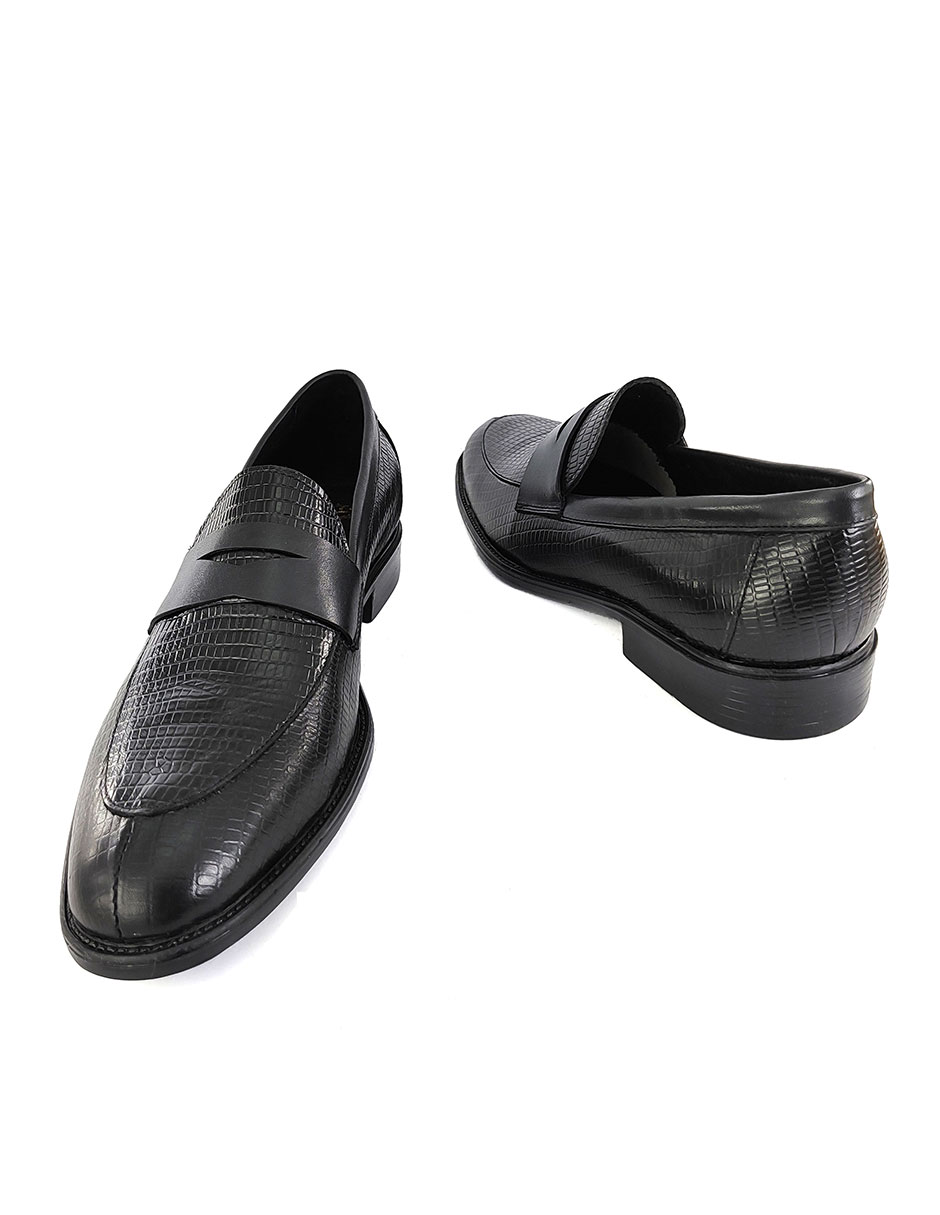 Zapato De Hombre En Fina Piel Grabada De Meter en Color Negro