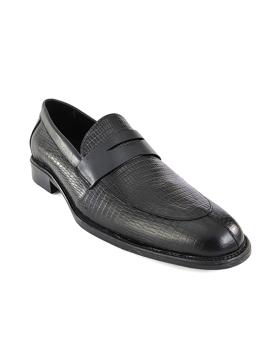 Zapato De Hombre En Fina Piel Grabada De Meter en Color Negro
