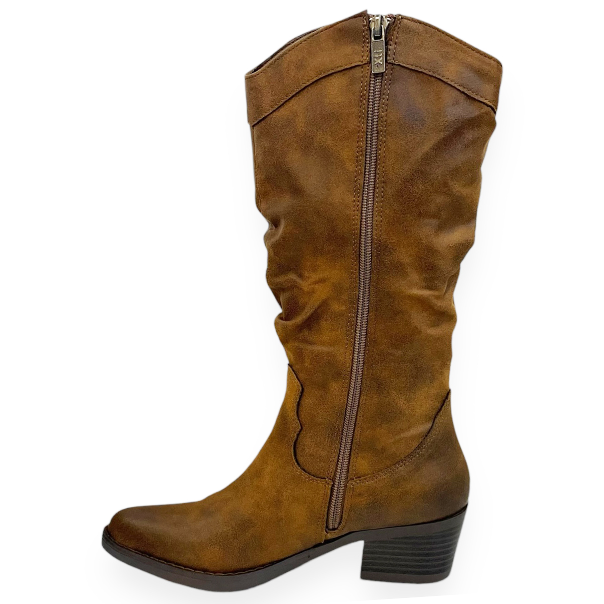 Botas Largas De Mujer Xti Camel Vinipiel Tacón 5 Cm