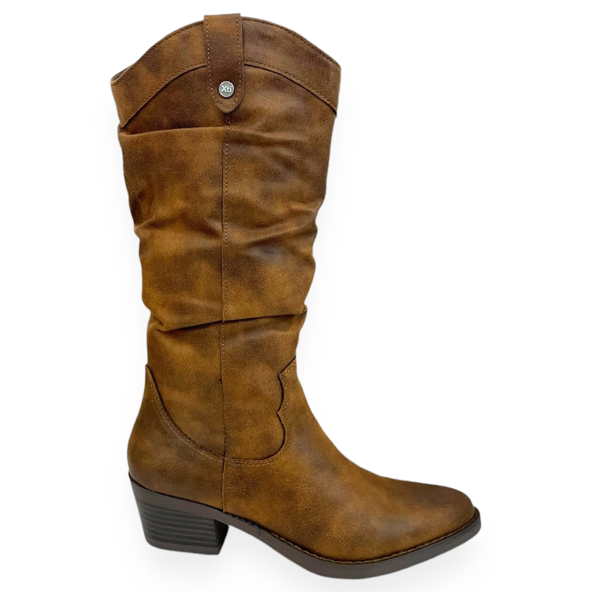 Botas Largas De Mujer Xti Camel Vinipiel Tacón 5 Cm