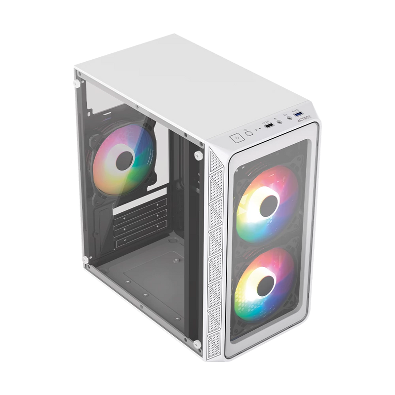 GABINETE ACTECK DOOM PRO CRYSTAL GI730 BLANCO M-ATX 600W 3XFAN FRGB CRISTAL AC-939232