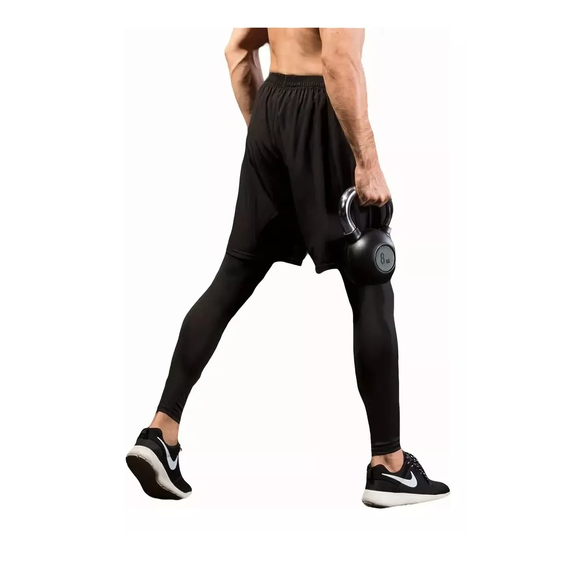 Pantalon Pants Licra Deportiva Compresión Con Short 2 En 1 Negro Talla XL