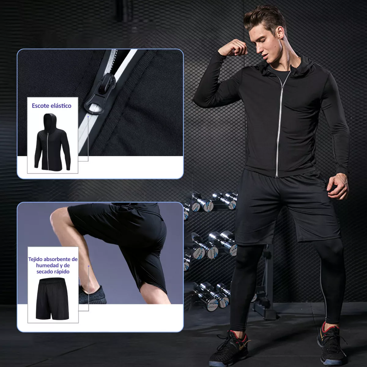 Ropa Deportiva Conjuntos Deportivos Licras Hombre 3 Piezas Talla G