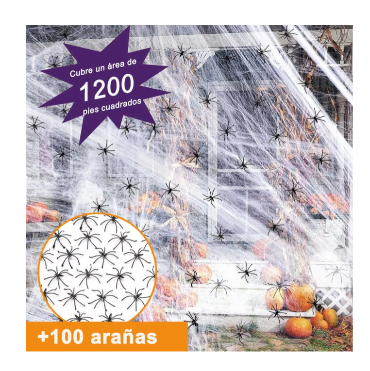 Telarañas Blanca Decoración Halloween Dia De Muertos Arañas