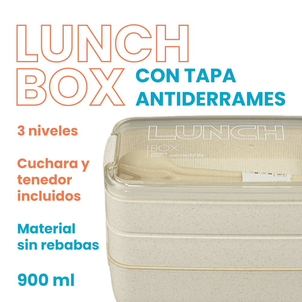 Lunch Box 3 niveles Lonchera Hermética con utensilios
