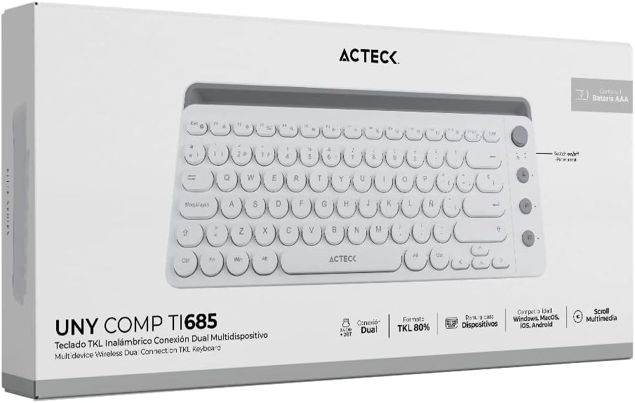 TECLADO ACTECK WIFI UNY COMP TI685 BLANCO BLUETOOTH AC-934190