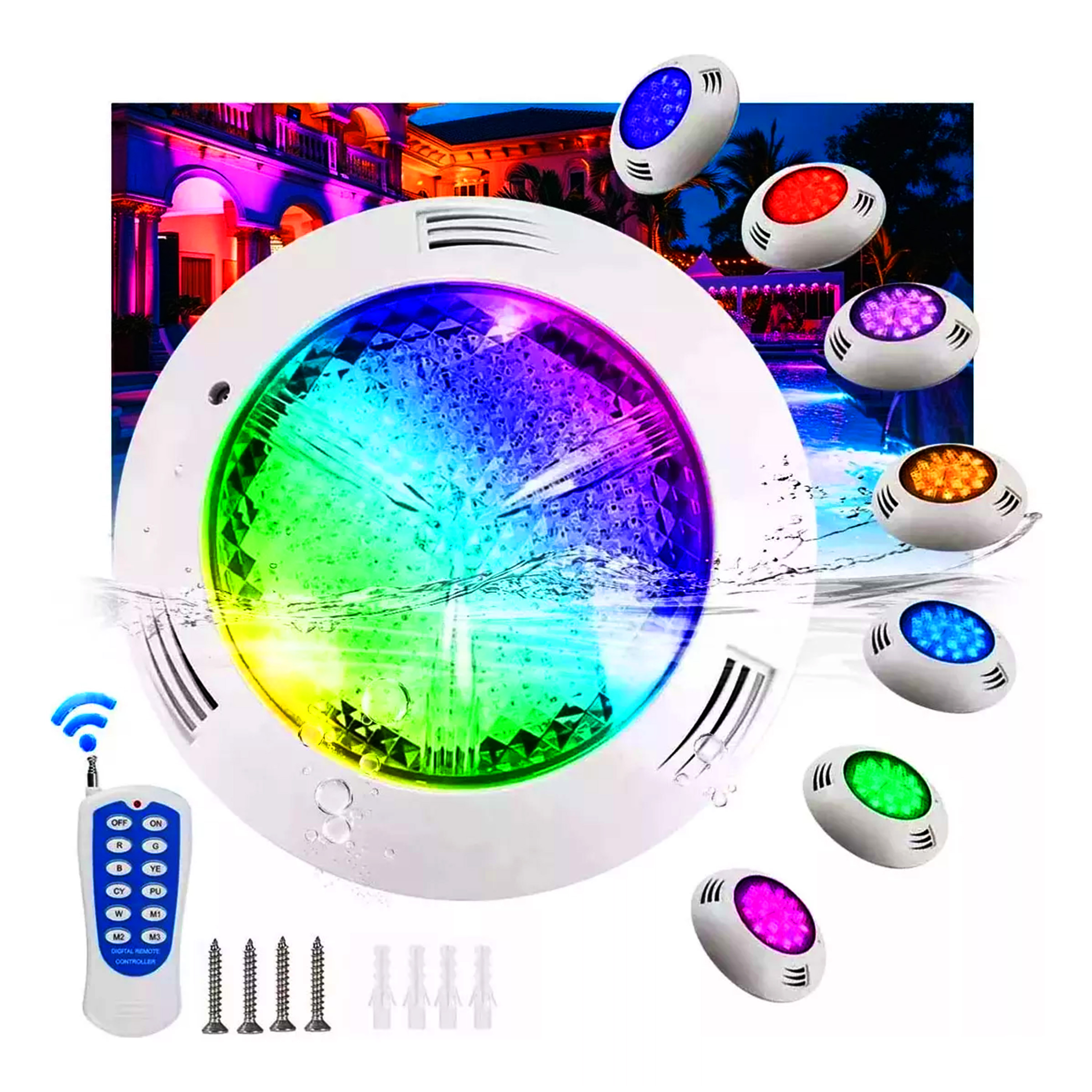 Lámpara Sumergible Iluminación Alberca Rgb Ip68 25w