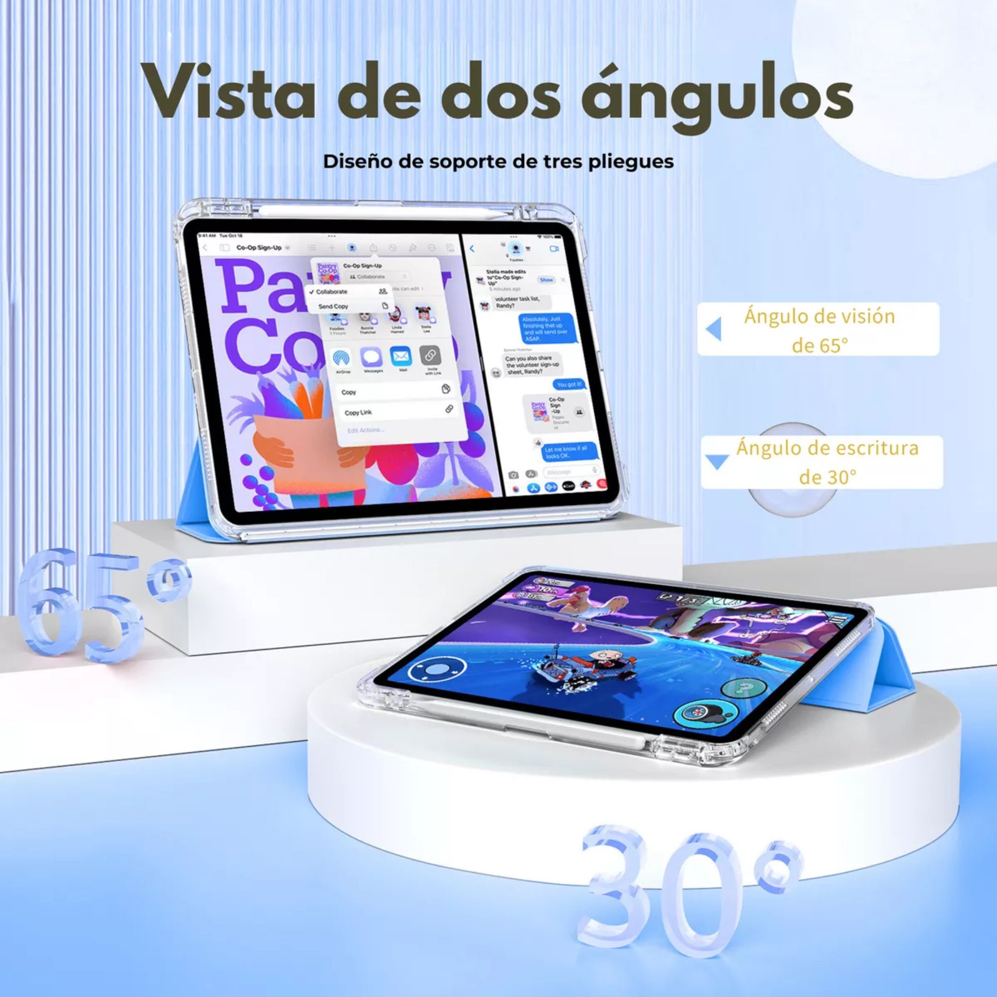Funda Para iPad Mini 6 2021 8.3 Smart Cover Soporte Plegable Azul Cielo