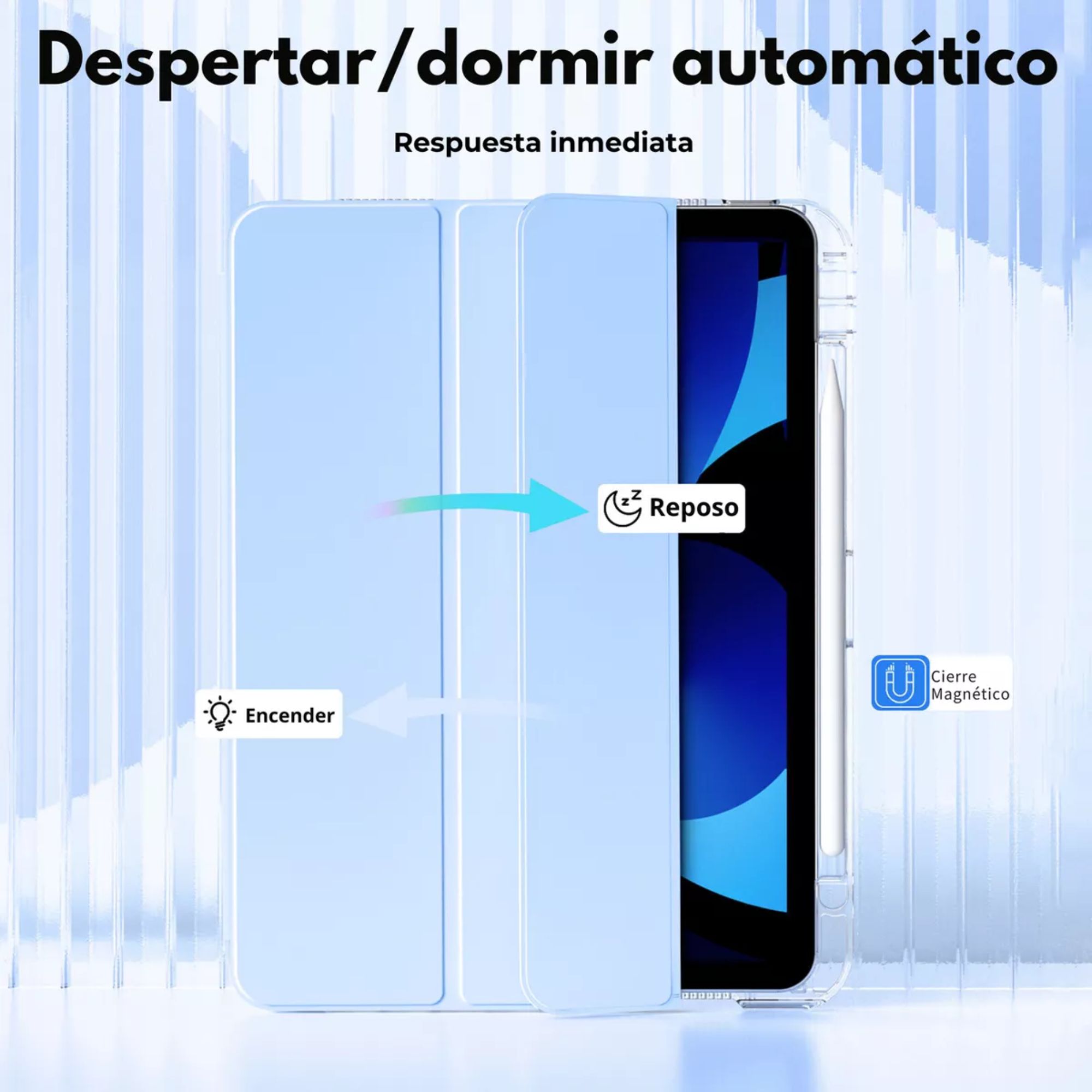 Funda Para iPad Mini 6 2021 8.3 Smart Cover Soporte Plegable Azul Cielo