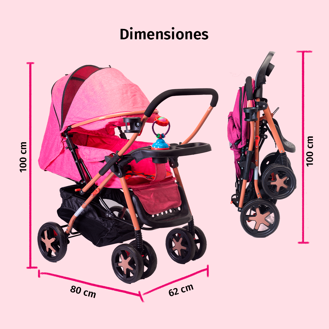 Carriola Starkids Linx Reversible Mosquitero Reclinable Rosa
