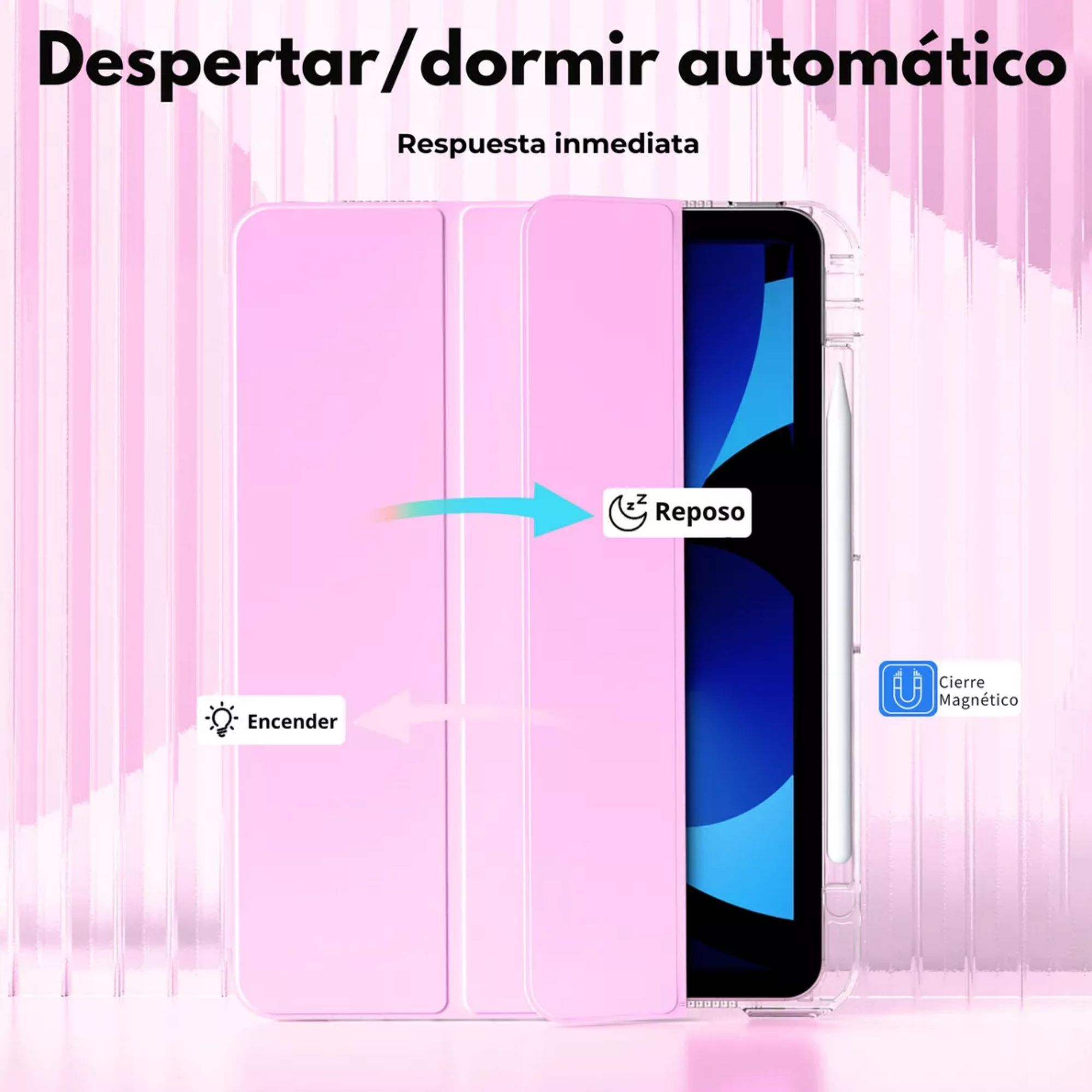 Funda Para iPad Mini 6 2021 8.3 Smart Cover Soporte Plegable Color Rosa