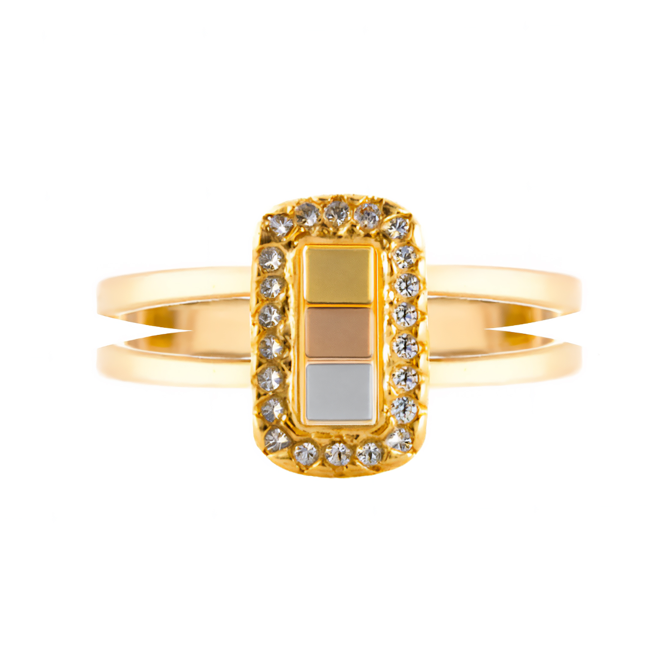 Hermoso Anillo Rectangulo En Oro 14k. Oro Fino Joyería.