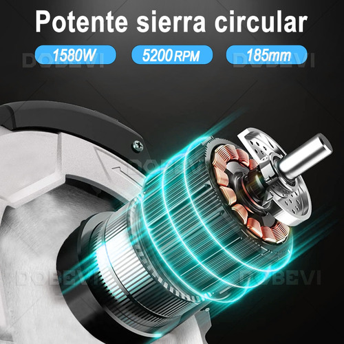Sierra Circular Eléctrica Con Láser Auxiliar 1580w+2 Discos