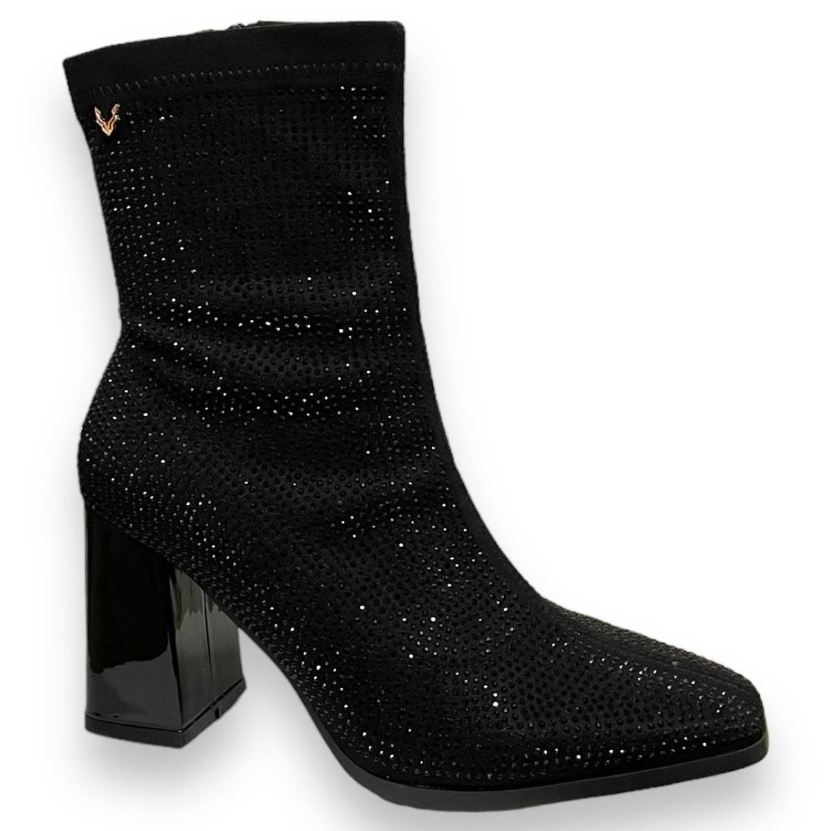 Botines Negros Mujer Xti Tacón Cuadrado 8 Cm Brillos