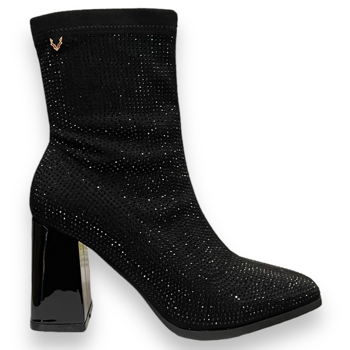 Botines Negros Mujer Xti Tacón Cuadrado 8 Cm Brillos