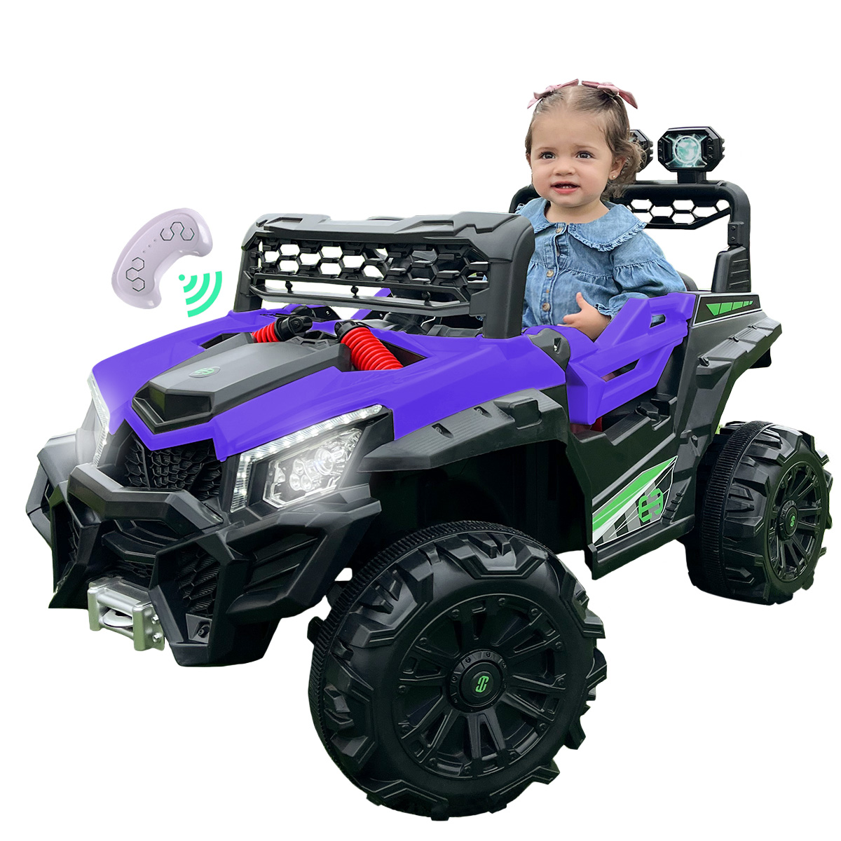 Montable Eléctrico Camioneta Razer Jeep Con Control Remoto Asientos De Piel Bluetooth Bocinas Edades Infantil Niñas Color Lila Unicornio 2 A 5 Años Enyz
