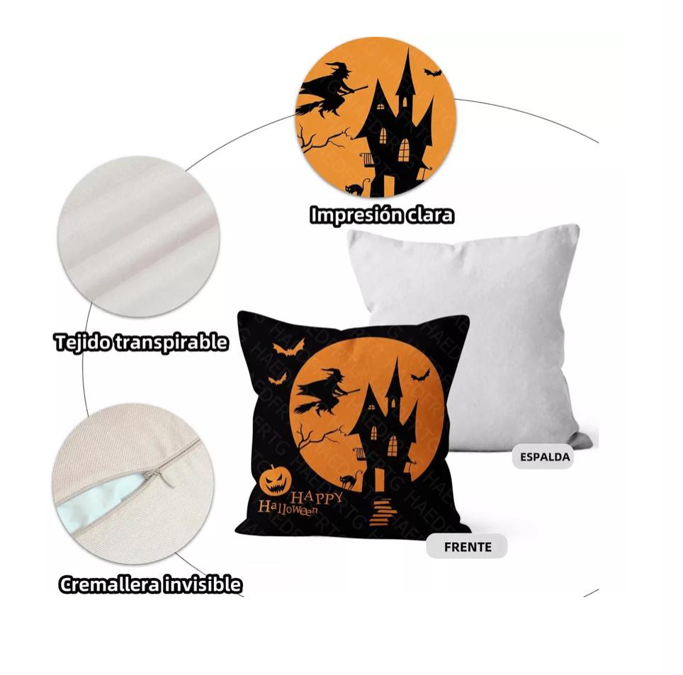 Juego De 4 Fundas De Almohadas Trick or Treat De Halloween De 45cm X 45cm