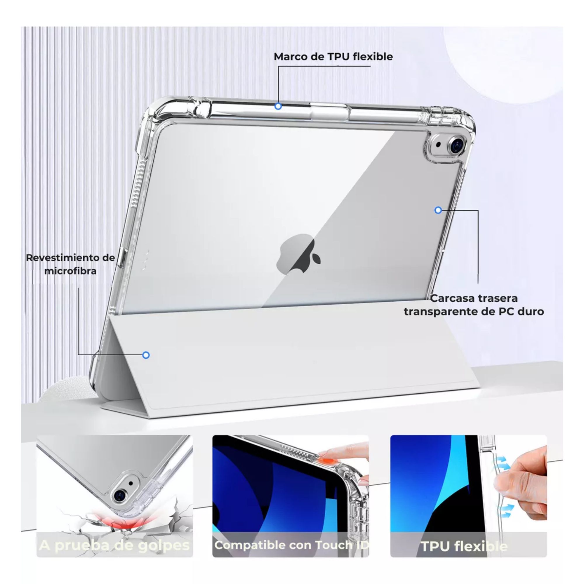 Funda Para iPad Pro 11 M4 2024 Smart Cover Soporte Plegable Color Gris