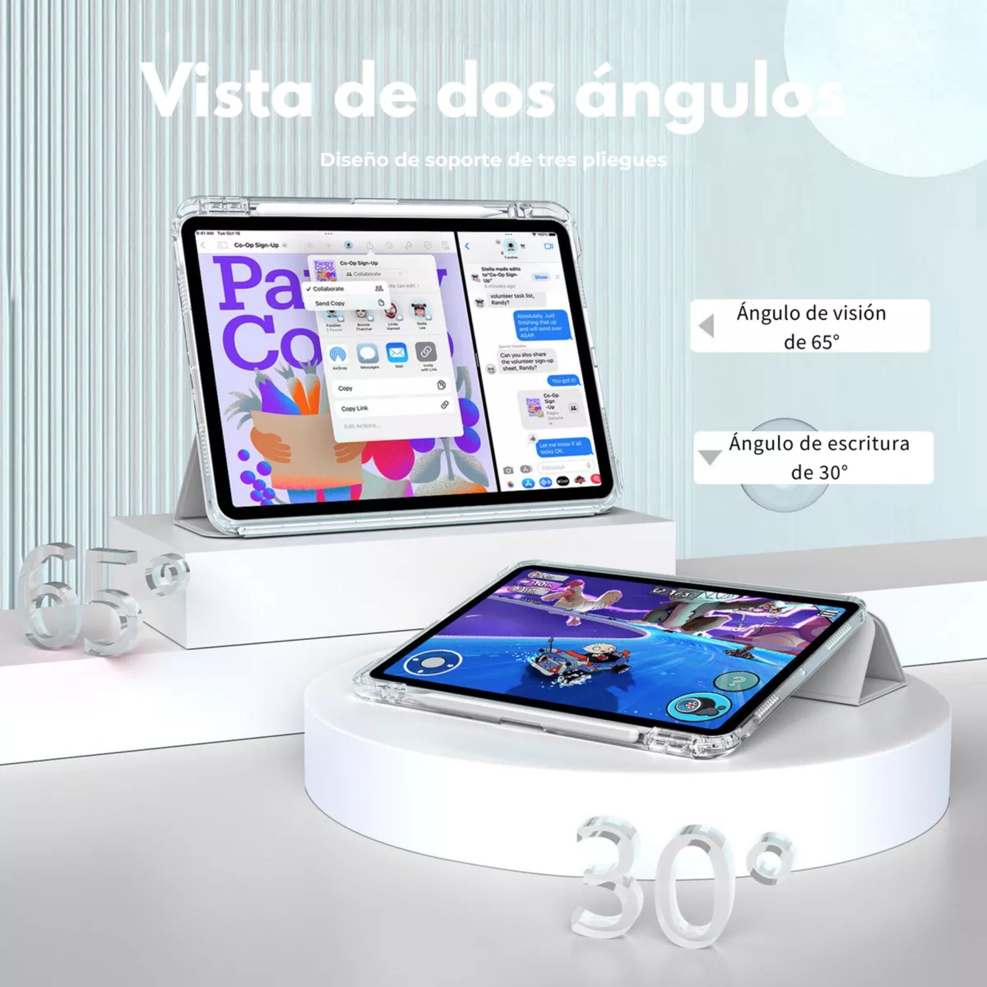 Funda Para iPad Pro 11 M4 2024 Smart Cover Soporte Plegable Color Gris