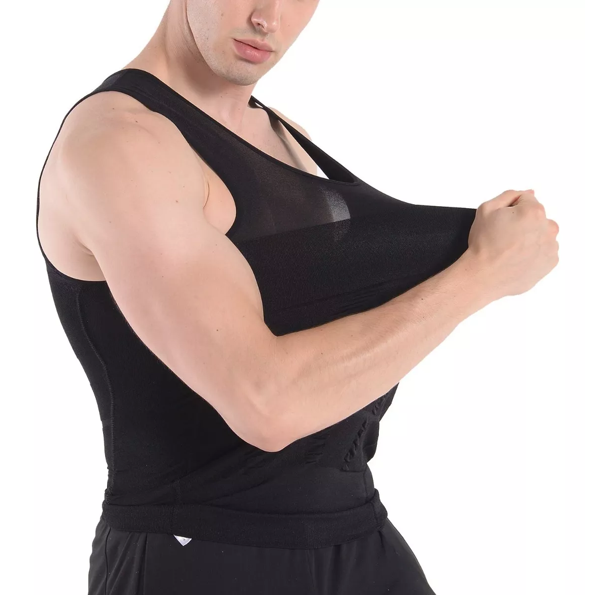 Kit 3pzs Playeras Faja Reductora Moldeadora Para Hombre Negro/Blanco/GrisTalla S