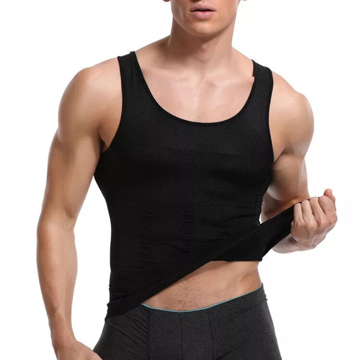 Kit 3pzs Playeras Faja Reductora Moldeadora Para Hombre Negro/Blanco/GrisTalla S