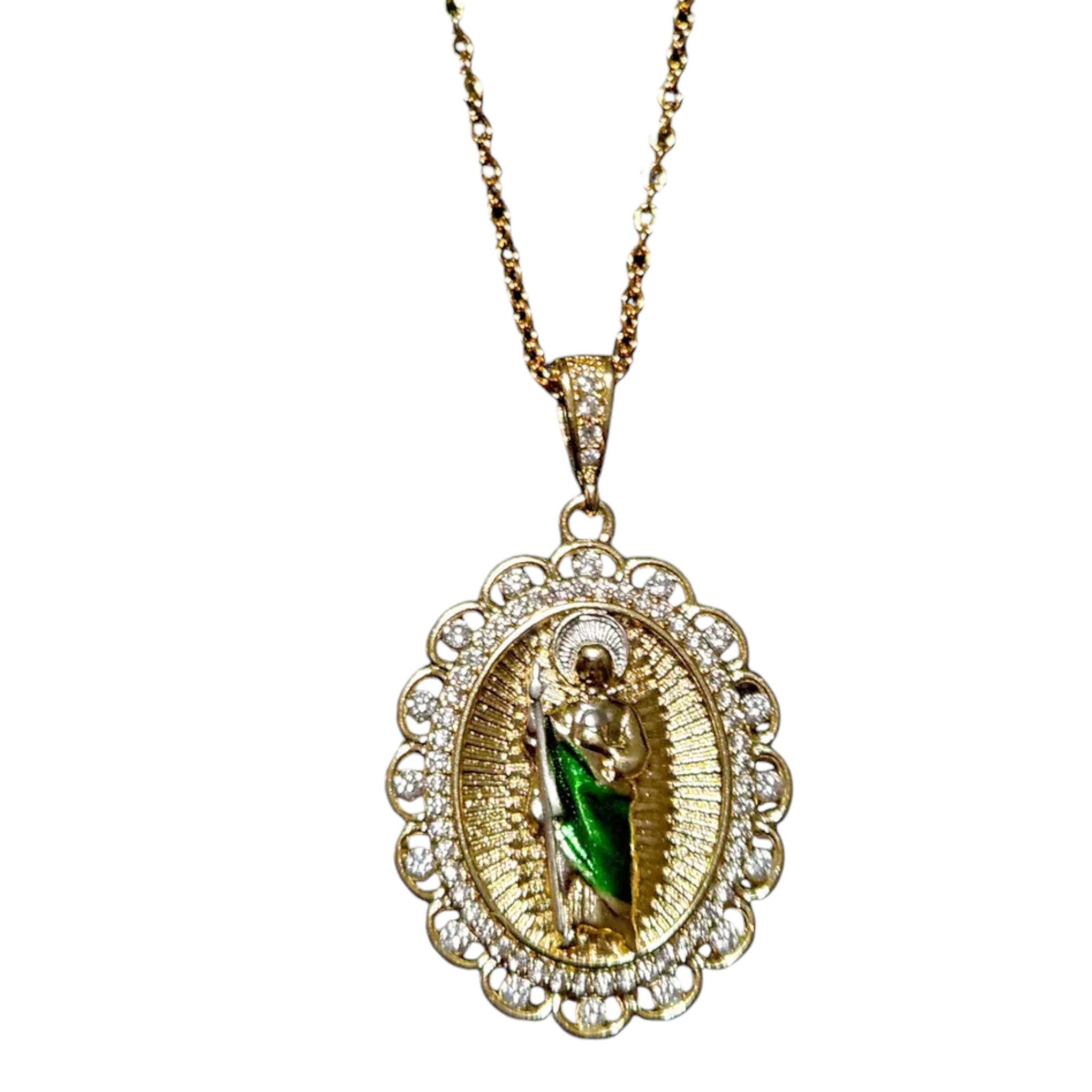 Collar San Judas Tadeo, medalla San Judas Tadeo, chapa de oro 18k