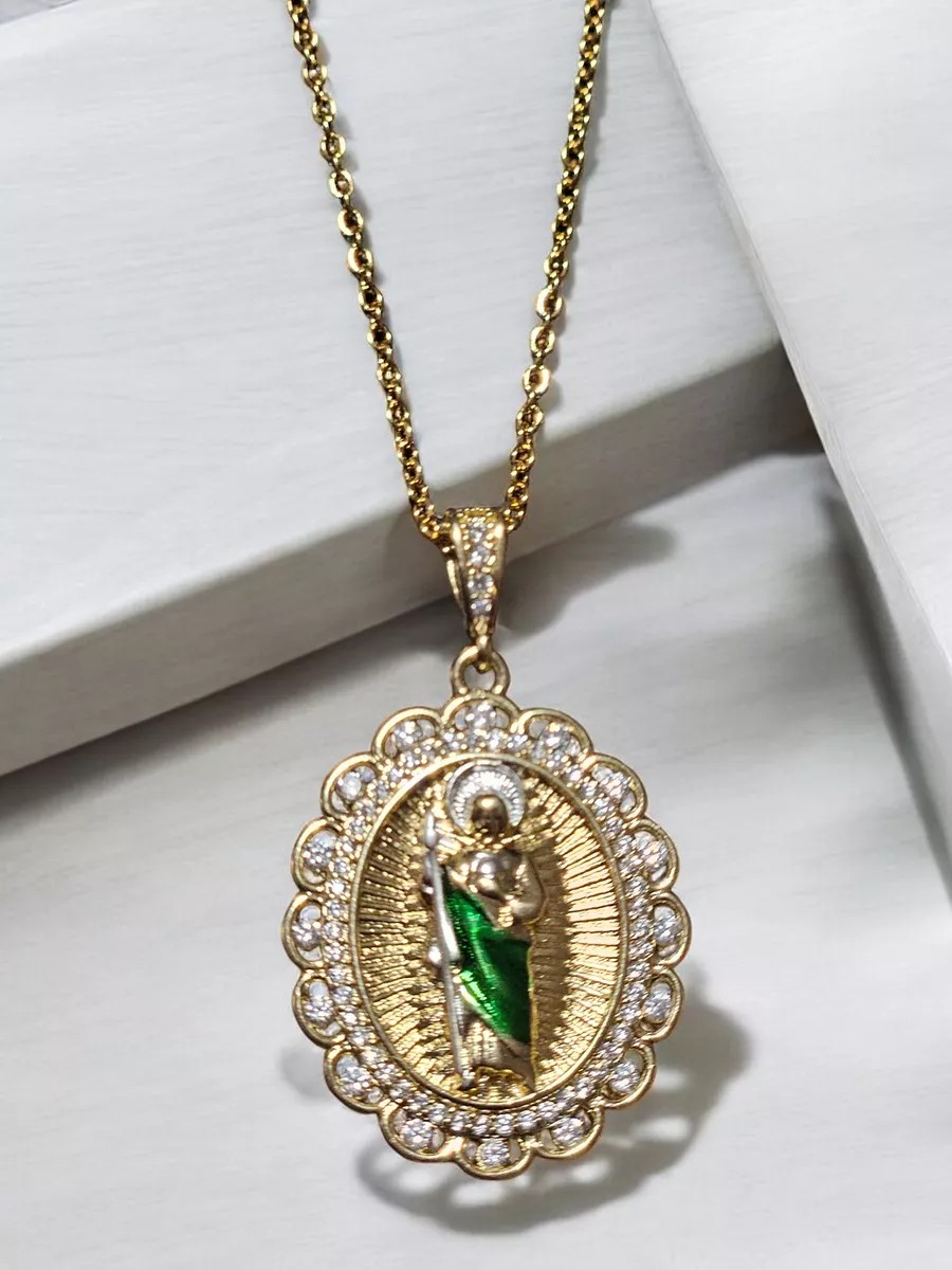 Collar San Judas Tadeo, medalla San Judas Tadeo, chapa de oro 18k