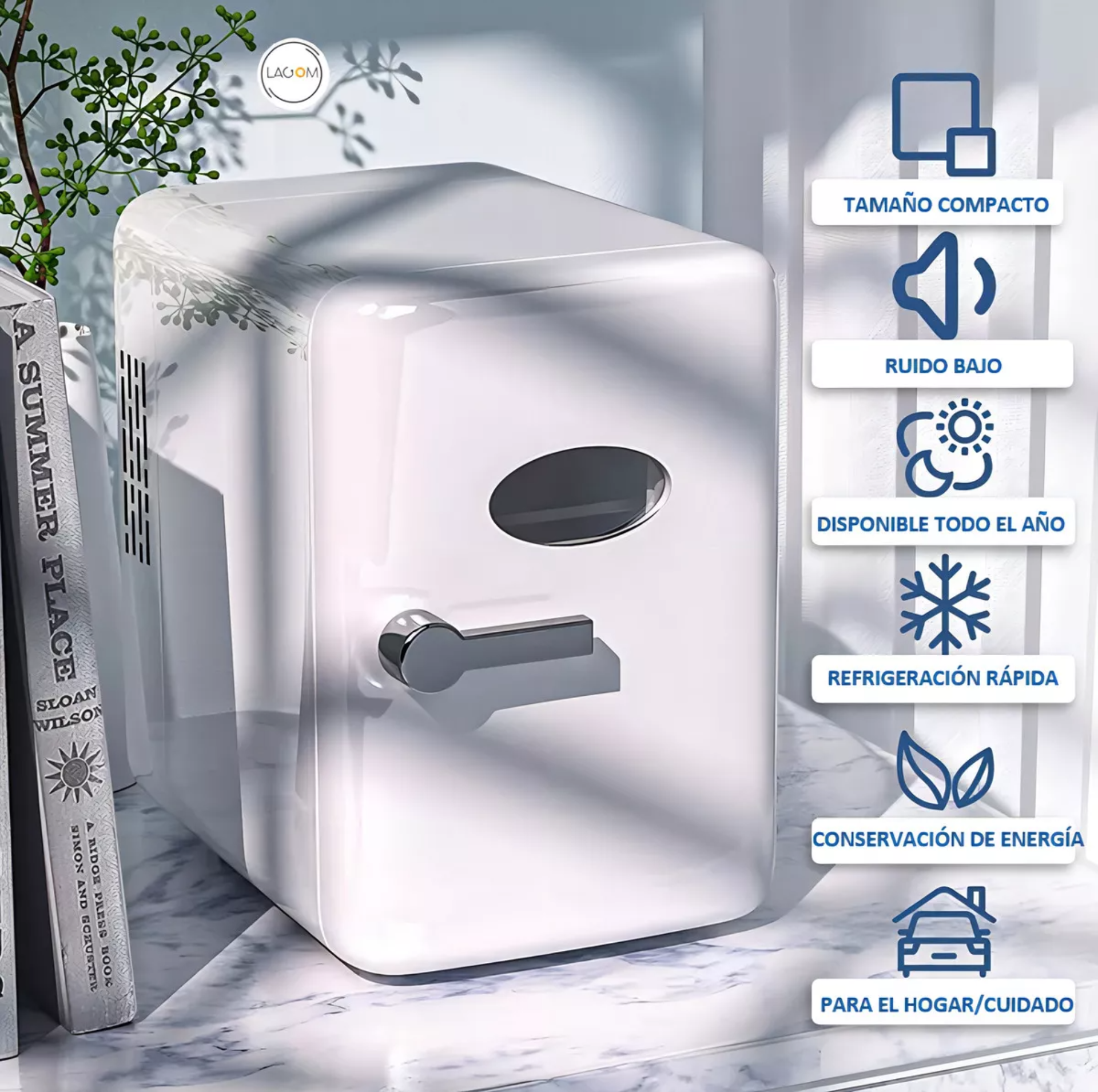  Frigobar Mini Refrigerador Blanco  4l 42w Lagom Pa5-4l Con Estante compartimento Hogar vehículo 5c Enfriamiento 60c Calentamiento Almacena Crema Serum Loción Mascarilla Leche Materna Insulina Cerveza