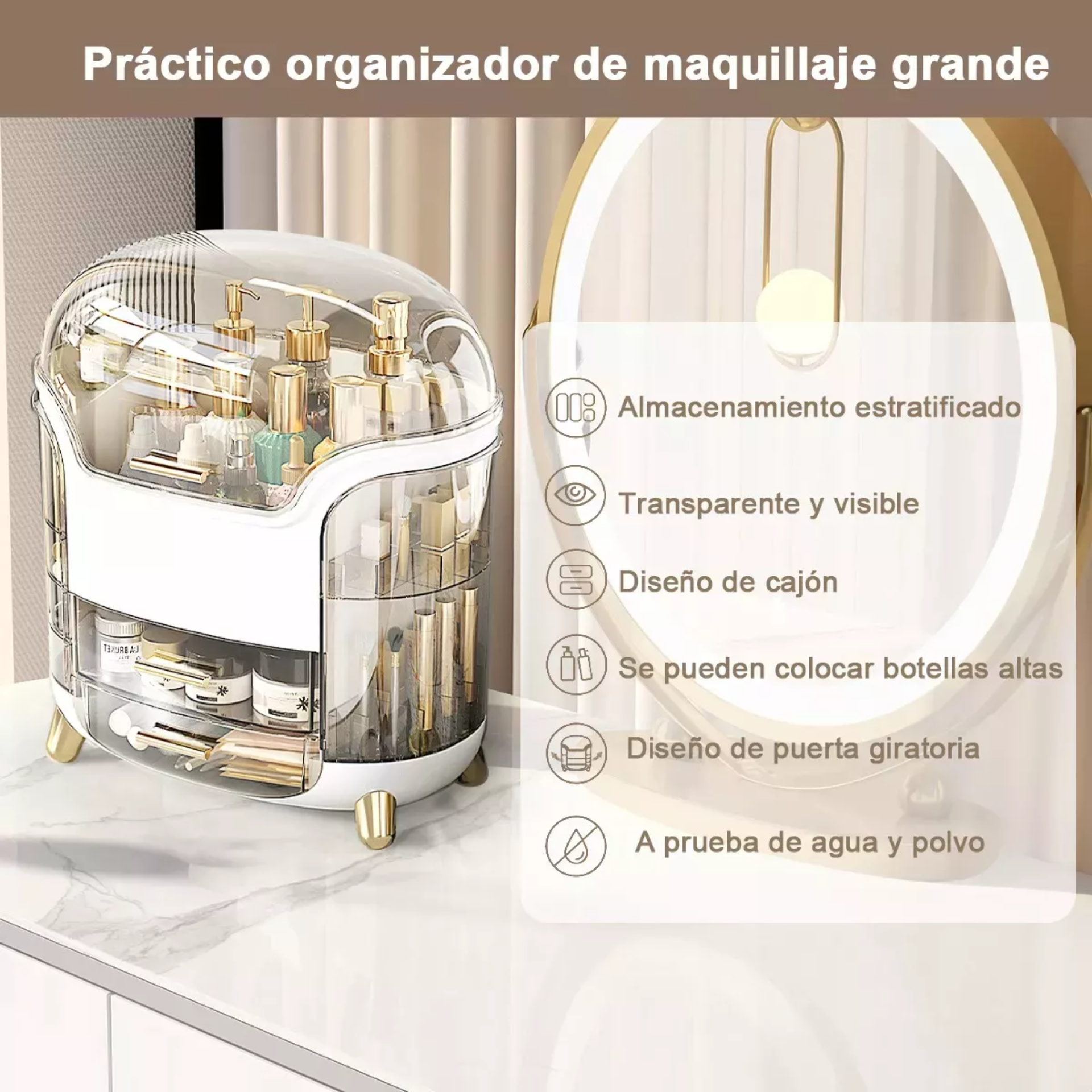 Organizador De Acrilico Maquillaje Almacenamiento Gama Alta