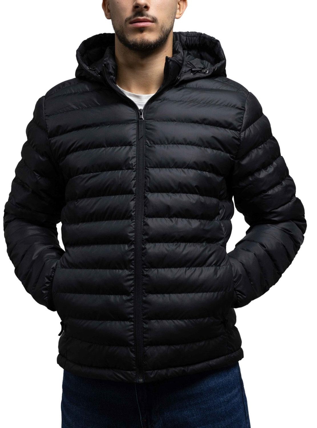 Chamarra Negra Con Capucha para Hombre