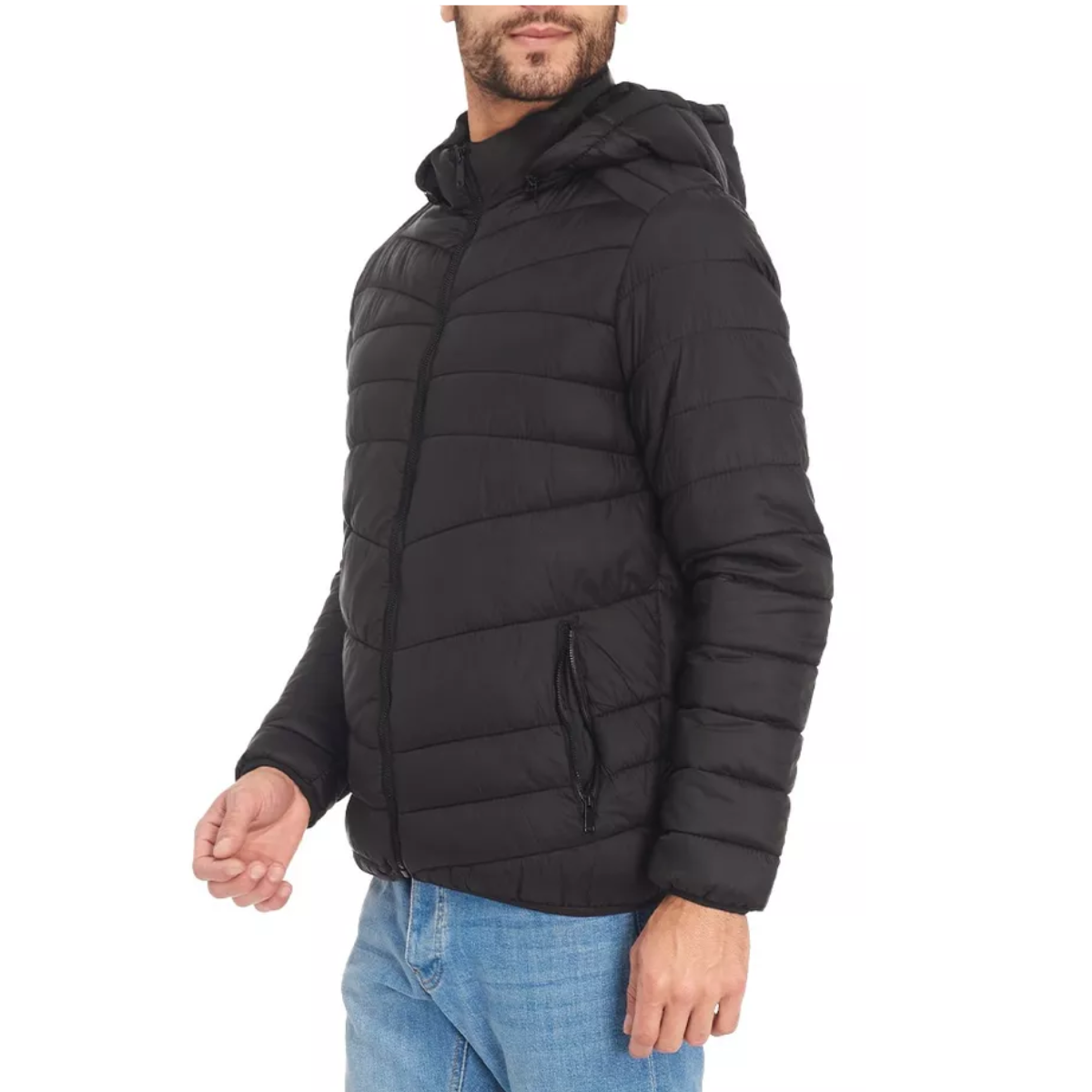 Chamarra Negra Con Capucha para Hombre
