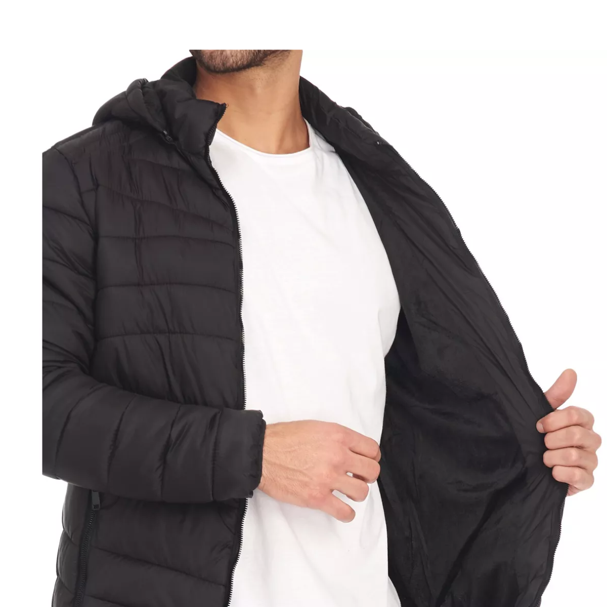 Chamarra Negra Con Capucha para Hombre