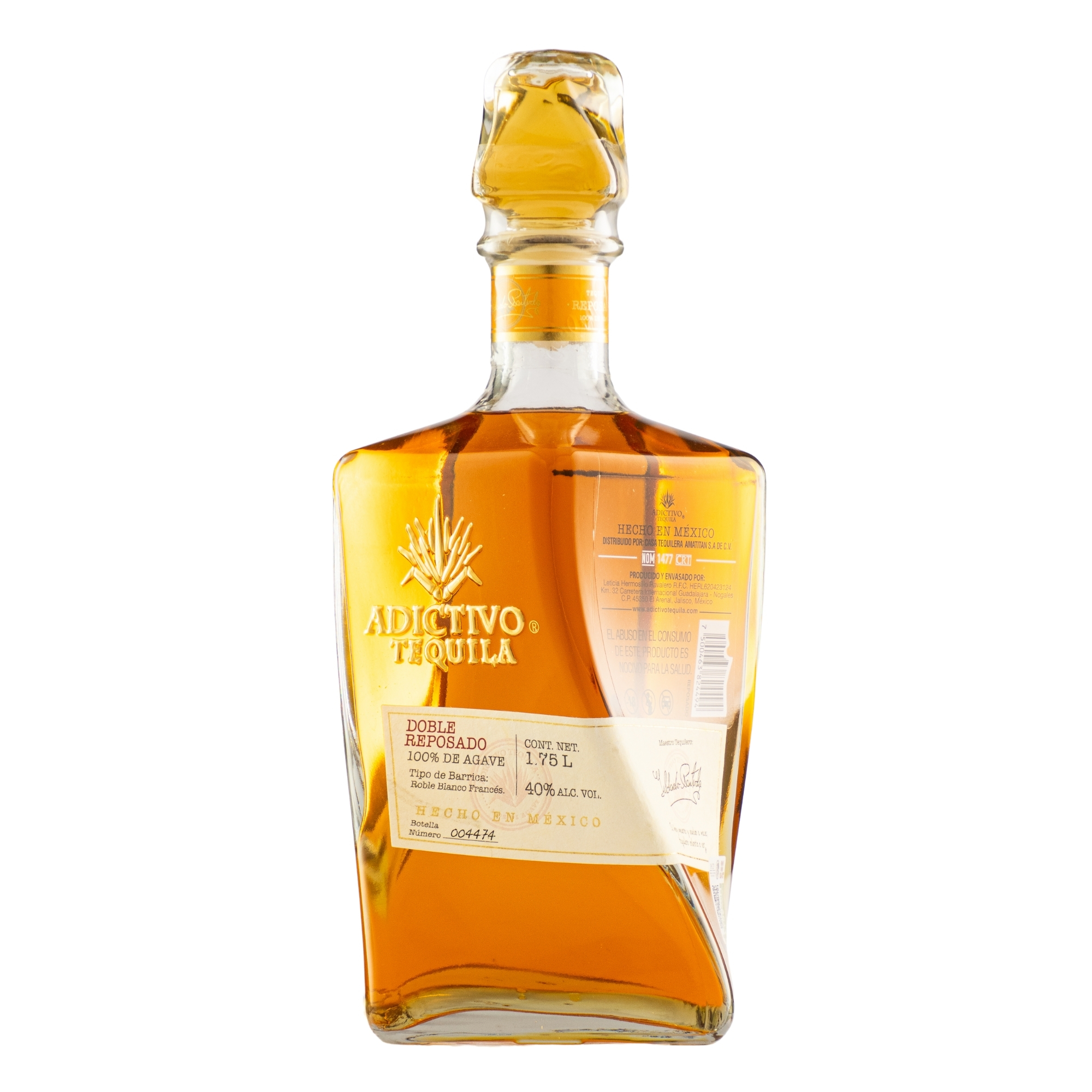 Tequila Adictivo Doble Reposado 100% Agave 1750 Ml
