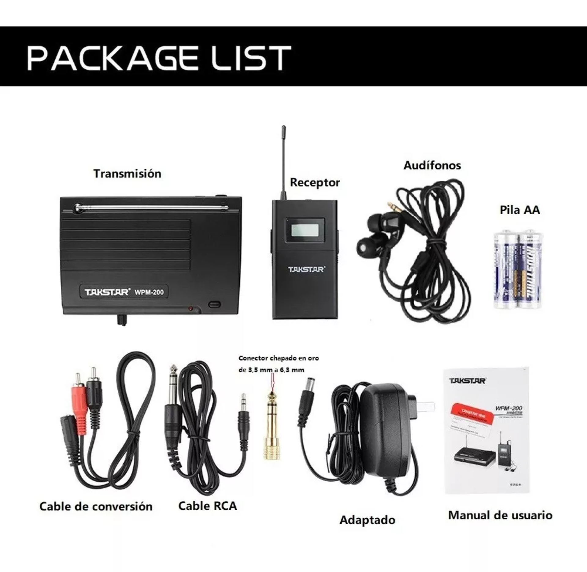 Sistema Takstar Wpm-200 Uhf Audio Inalámbrico Transmisión