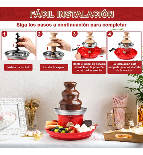 Set De 5 Fuentes De Chocolate Postres Portátil Fiesta 3 Capa