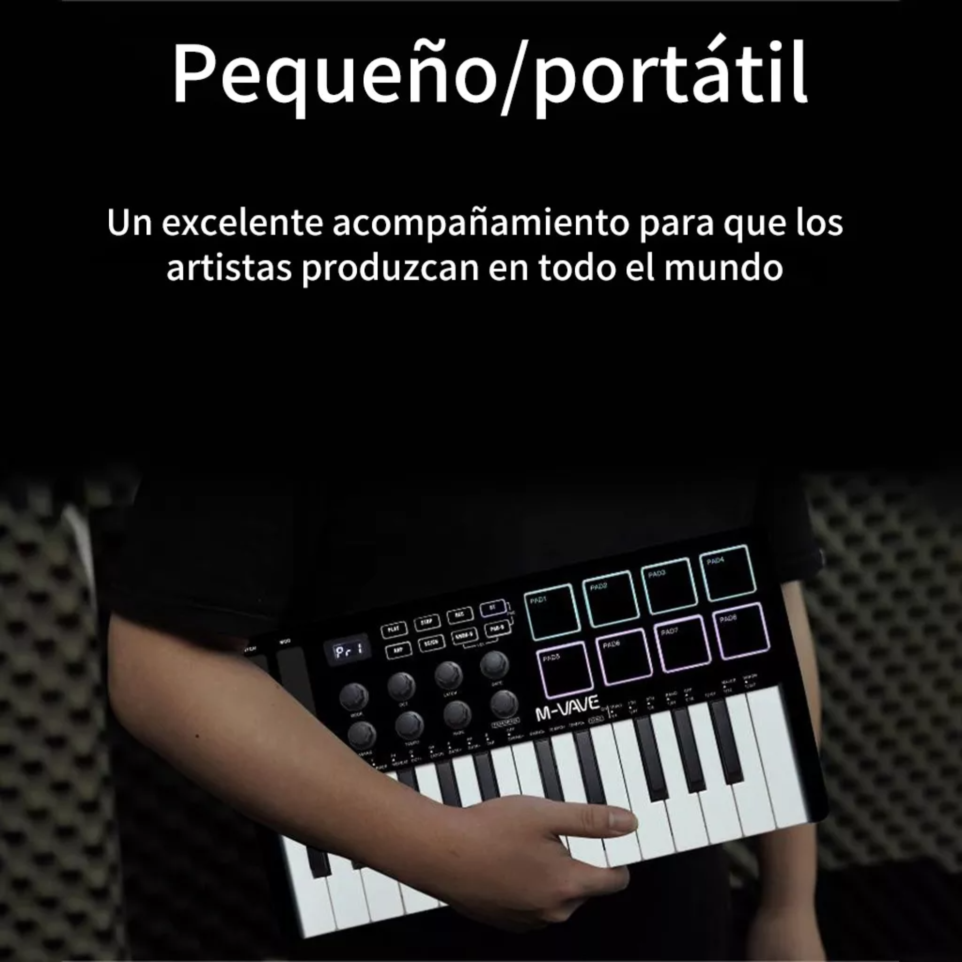 Controlador De Teclado Midi M-vave Smk-25 Portátil Color Negro