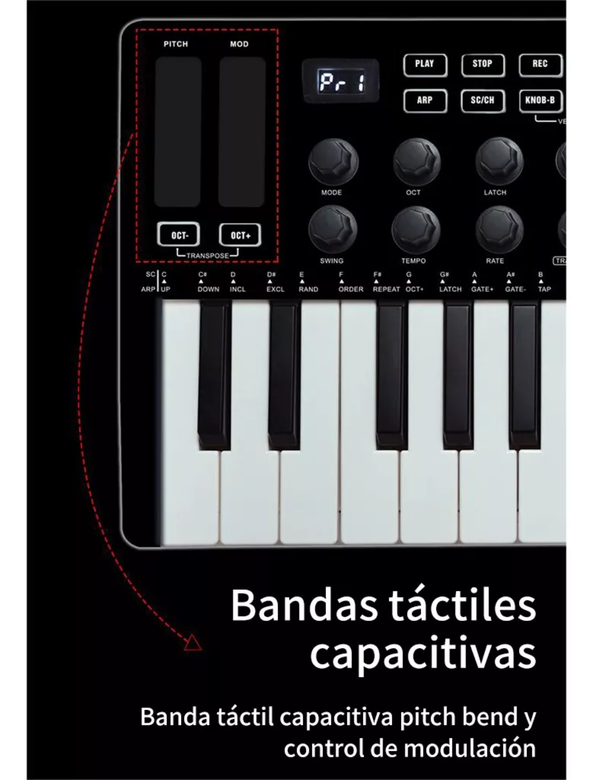 Controlador De Teclado Midi M-vave Smk-25 Portátil Color Negro