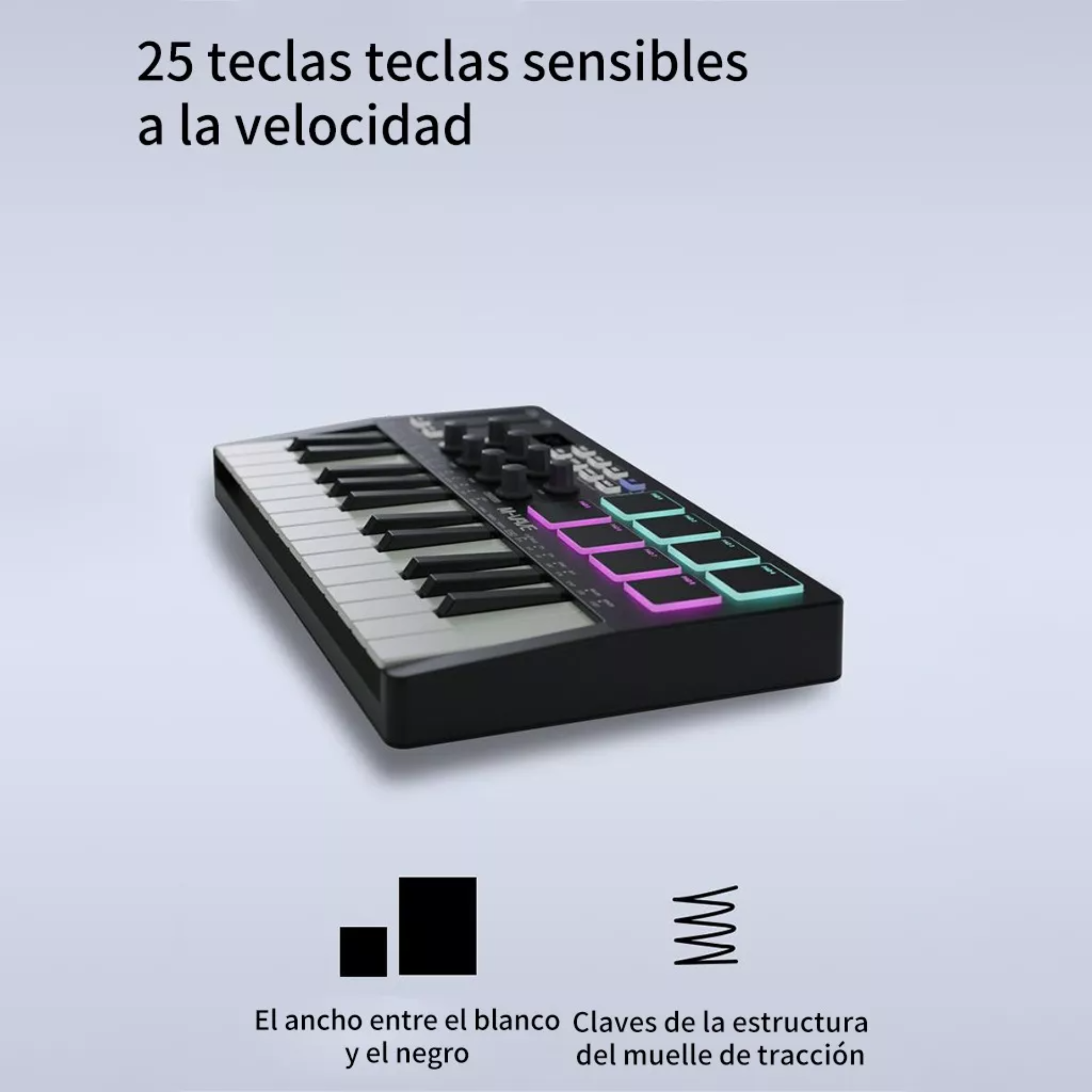 Controlador De Teclado Midi M-vave Smk-25 Portátil Color Negro