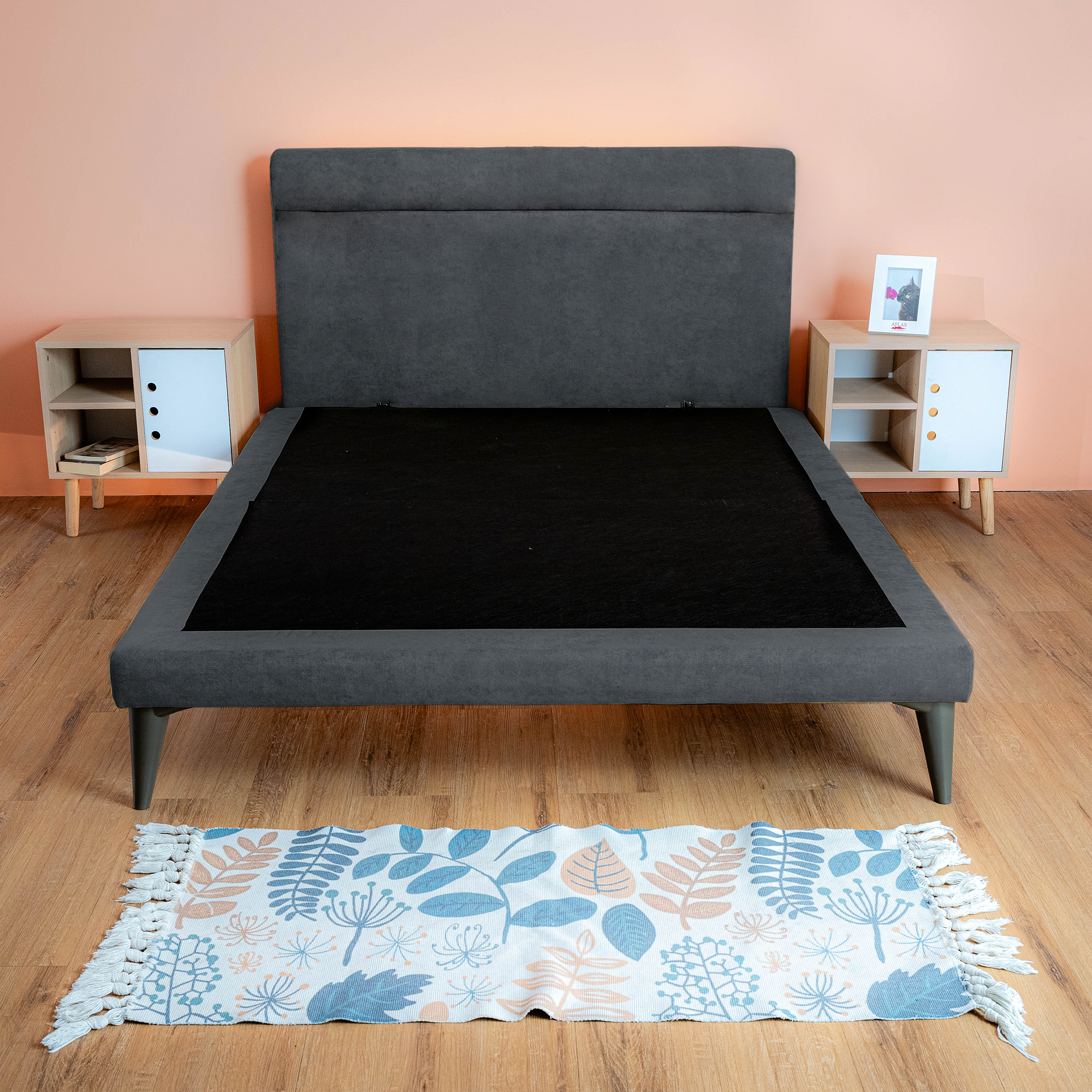 Cama Individual con Cabecera Roomi Danita Color Gris