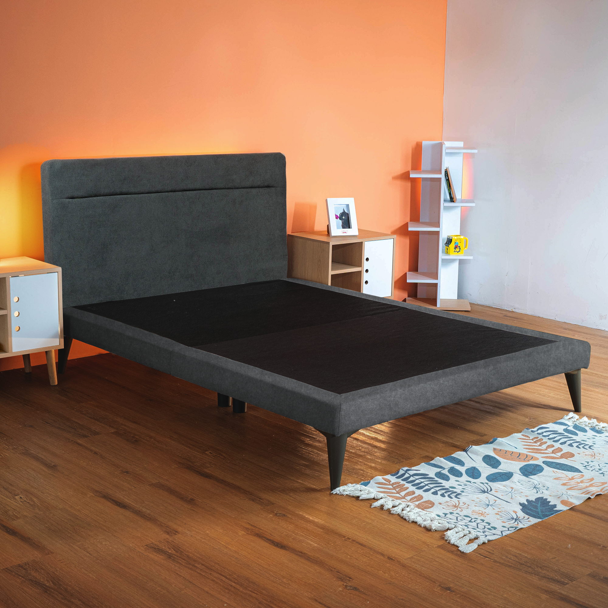 Cama Individual con Cabecera Roomi Danita Color Gris