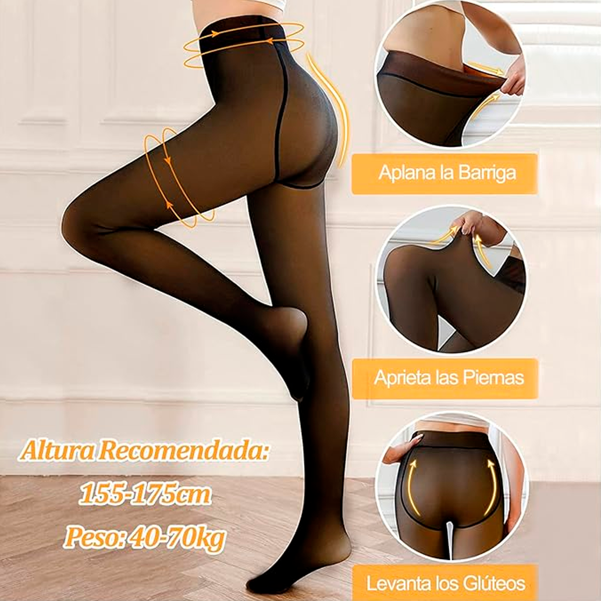 Medias Térmicas Mallas Afelpadas Leggins Traslúcido (2 Pza)