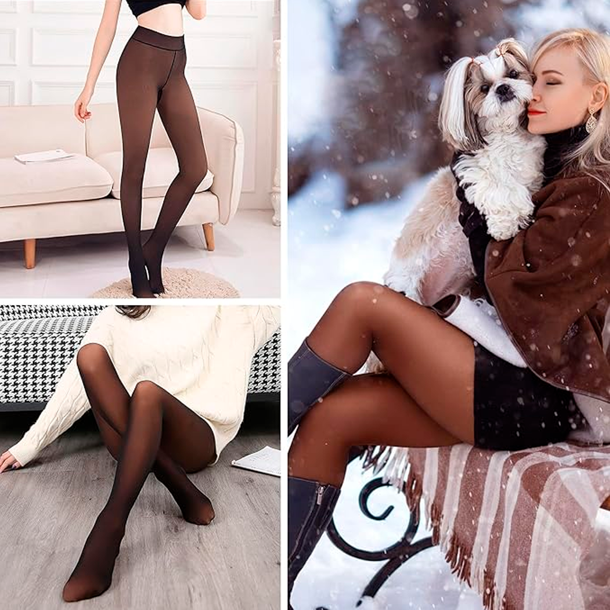 Medias Térmicas Mallas Afelpadas Leggins Traslúcido (2 Pza)